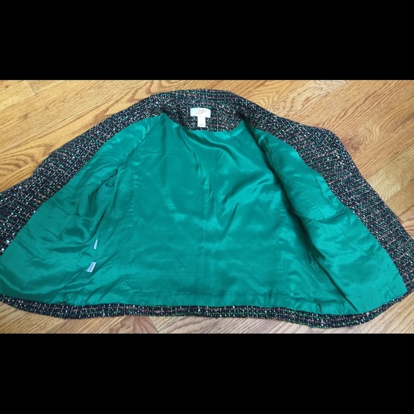Ann Taylor Black Green Speckled Cropped Jacket 6 - Picture 7 of 8